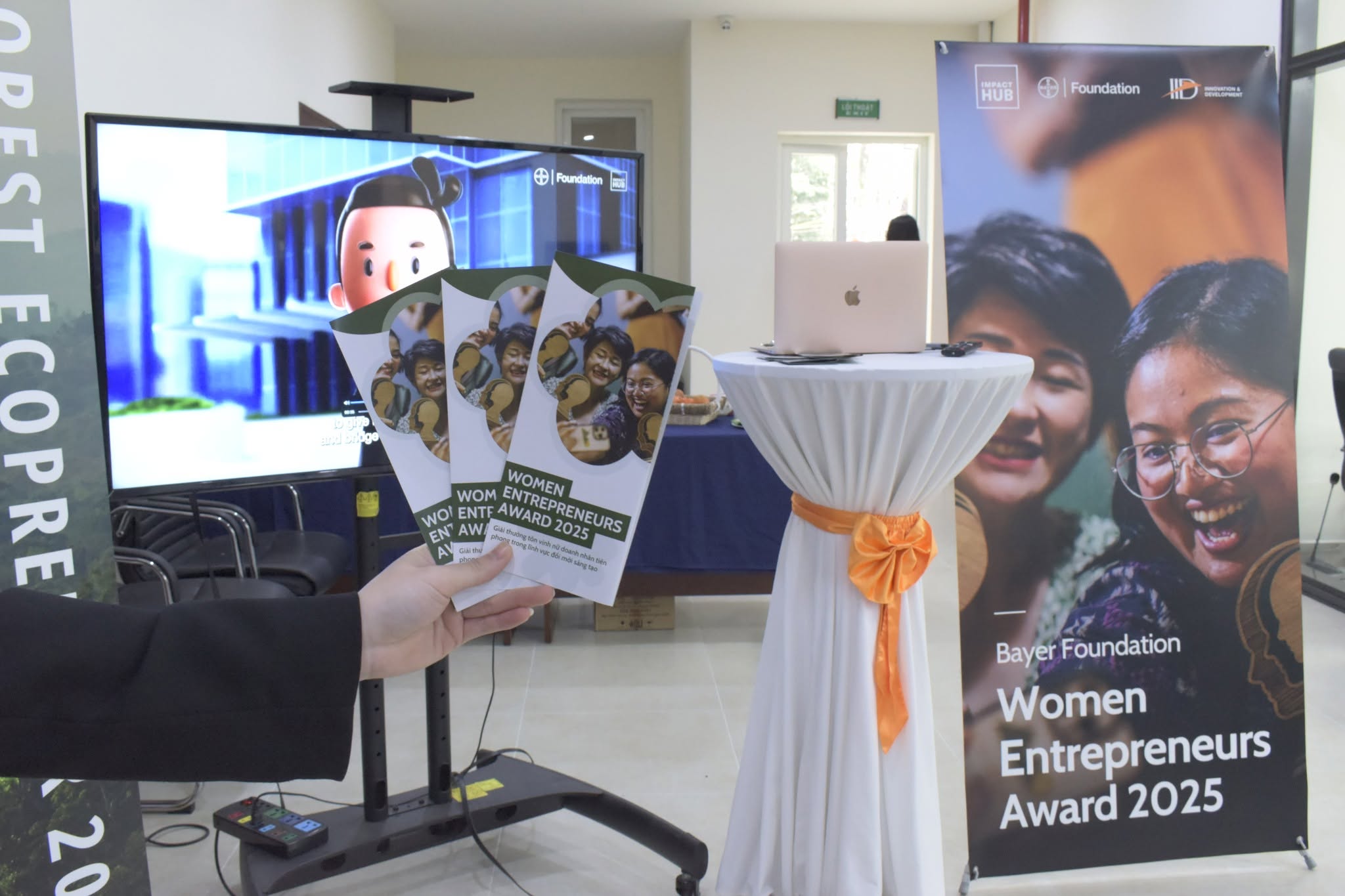 Promotional poster for the Bayer Foundation Women Entrepreneurship Award in Vietnam.